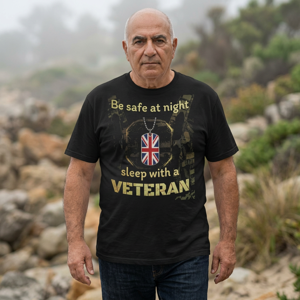 Veteran Pride Tee — “Be Safe at Night, Sleep with a Veteran”