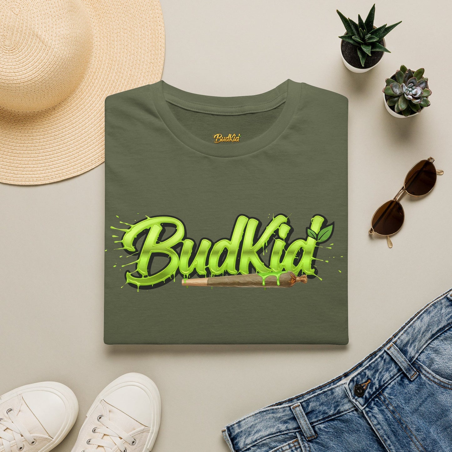 Camiseta verde con logo de BudKid